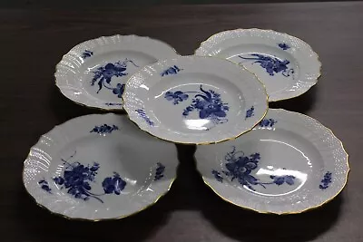 Buy 5 Royal Copenhagen Denmark Blue Flowers # 1621 Curved Braided Dinner Plates Gold • 168.52£