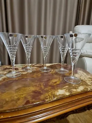 Buy 5 Stunning Vintage Bohemia Lead Crystal Wine Glasses - Unused • 40£