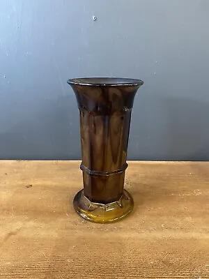 Buy Art Deco Amber Cloud Glass Column Vase By Davidson 20.5cm , 8” High • 39.95£