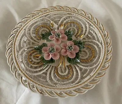 Buy Vintage Spanish Lattice Plate With Floral Designed Centre • 9.99£