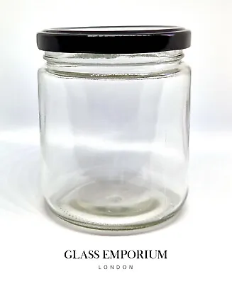 Buy Premium Heat-Resistant Glass Jars - 720ml Or 360ml With Black Screw-Top Lids • 1.55£