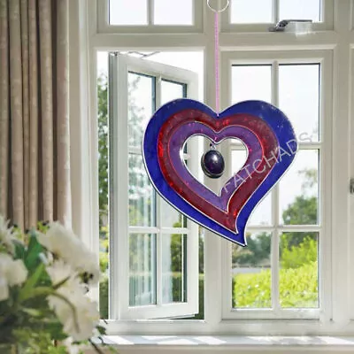Buy Suncatcher Stained Glass HEART Window Decoration With Free Suction Cup Hook • 9.95£