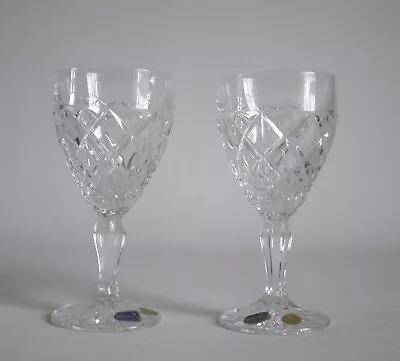 Buy 2 X Bohemia Czech Concerto Cut Pattern Crystal Wine Glasses • 29.99£