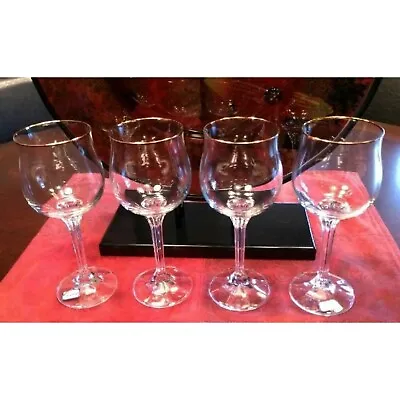 Buy Crystalex-Bohemia Gold Rimmed Crystal Wine Glasses From Czech Republic-4 • 47.42£
