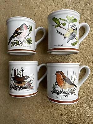 Buy Four Vintage Denby Stoneware Mugs - British Birds By Artist John Moreland • 32£