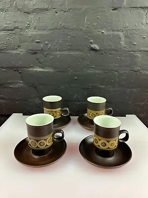 Buy 4 X Denby Arabesque Coffee Cups And Saucers Old Style Set • 29.99£