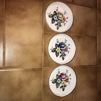 Buy Vintage Royal Worcester Hand Painted /  set Of 3 Floral China   Coasters • 6£