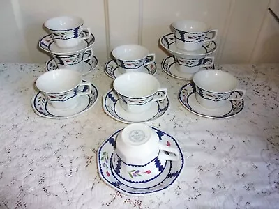 Buy 9 Adams China Co. Lancaster Hand Painted English Ironstone Cups And Saucer Sets • 25.93£