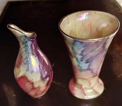 Buy 2 Vintage Old Court Ware Lustre Ware Hand Painted Vases • 19.99£