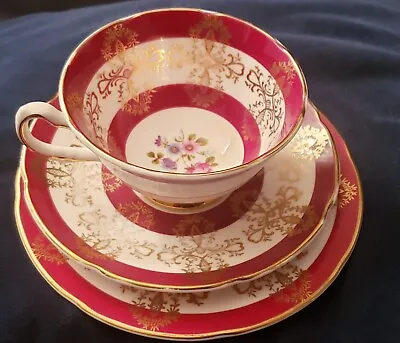 Buy Royal Grafton Tea Cup Saucer Plate Trio Fine Bone China Claret Red Vintage Vgc • 9.99£