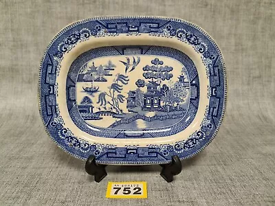 Buy Small Antique Blue & White Willow Transferware 9.5 Inch Platter • 17.99£