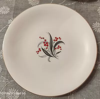 Buy Vintage Wedgewood Dinner Plate Red Gray Gold Gilt Trim England 1950's • 8.95£