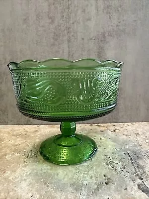 Buy Vtg 1950s E.O. BRODY CO. M6000 -2701- Round  Compote- Green Glass Pedestal Bowl • 8.07£