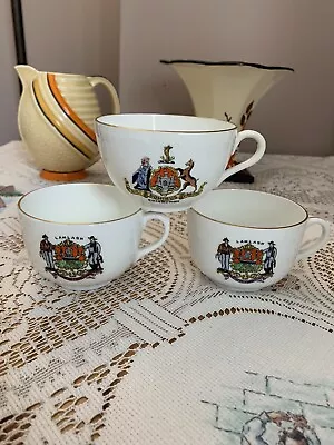 Buy Set Of 3 Vintage Crested Ware Souvenir Cups .1 Edinburgh 2 Lamlash • 8£