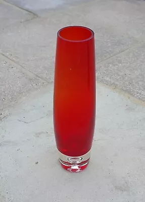 Buy Aseda Glasbruk Vintage Swedish Glass Vase 'Torpedo' Red Glass Vase By Borgstrom • 15£