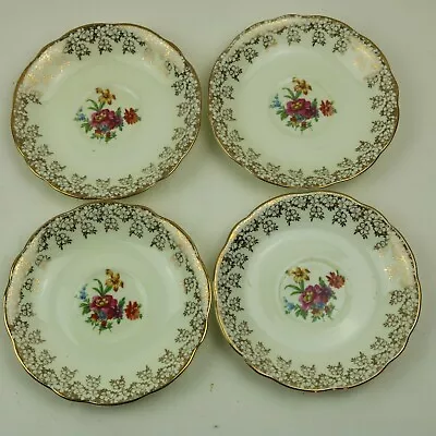 Buy EB Foley Chintz Saucers X4 Gold With Floral Bouquet Bone China 14cm • 4£