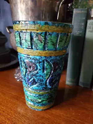 Buy Bitossi Style Italian Pottery Vase Beautiful Blues And Greens Mid Century Modern • 38.44£