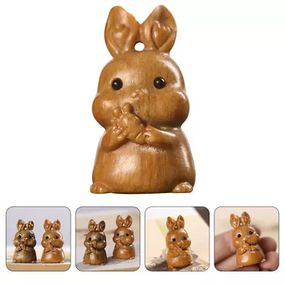 Buy  Desktop Wooden Carving Rabbit Ornaments Bunnies Animal Mini Figurines • 5.79£