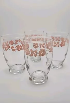 Buy Vintage Pyrex Pink GOOSEBERRY  Juice Glasses 3.5” H Set Of 4 • 23.68£