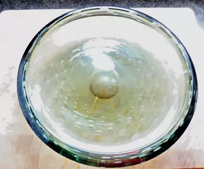 Buy Vintage Hand Blown Controlled Blown Green Whitfriars Glass Bowl Large 26cm • 12.99£