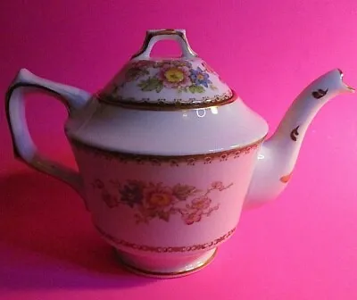 Buy H&M Sutherland, Bone China Demitasse Tea Pot Aqua White Flowers, Gold Trim Rare • 41.49£