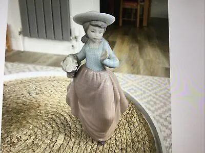 Buy Vintage Lladro Figure NAOyoung Girl, Carrying Basket Of Roses • 11£