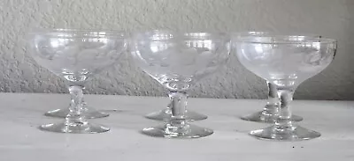 Buy Vintage Etched Champange Coupe Glasses In Floral Pattern 1940's, Set Of 6 • 39.84£