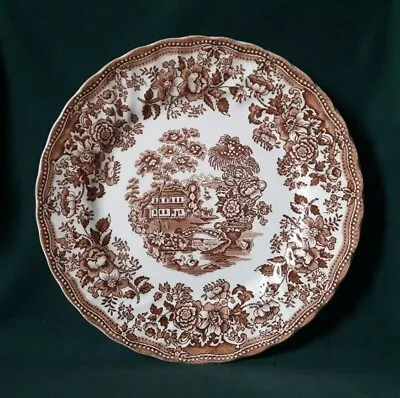 Buy Myotts Tonquin Plate Ironstone Dinner Plate In Brown And White Swirl Design Rim • 23.45£