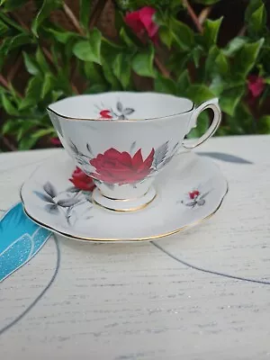 Buy Vintage Royal Albert 1950's Sweet Romance Malvern Shape Tea Cup Saucer Duo 170ml • 7£