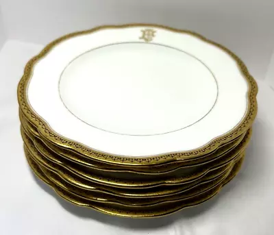 Buy 6pc Coalport Bone China - Dessert Plates - Gold Rim - England - Unknown Monogram • 28.82£