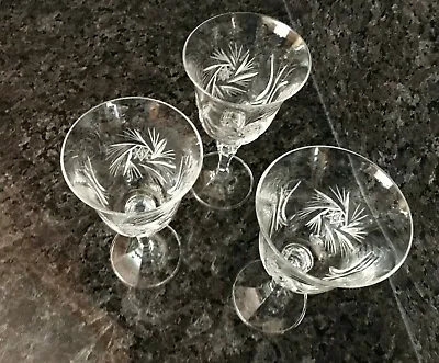 Buy Bohemian Czech Crystal  Set Of 3 Glasses  Wine Champagne Water 7 Oz  Hand Cut  • 23.68£