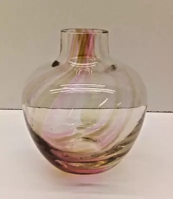 Buy Caithness Glass Vase Pink And Brown Striped Vase 12 Cm Posy Vase • 5.99£