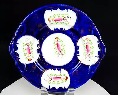 Buy Gaudy Welsh Staffordshire Porcelain Columbine Pattern Antique 10 Cake Plate 1850 • 54.44£