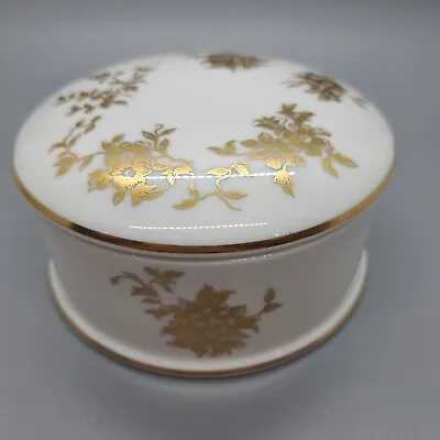Buy Vintage Crown Staffordshire Aristocrat Fine Bone China Round Trinket Box • 6£