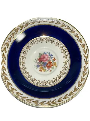 Buy Vintage Crown Ducal Ware Colbalt Blue Gold Feather Flower Motif Porcelain Saucer • 38.21£