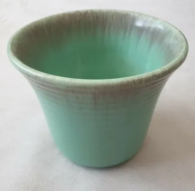 Buy Vintage Art Deco British Pottery Ribbed Planter Vase In Green & Grey Glaze 1930s • 29.99£