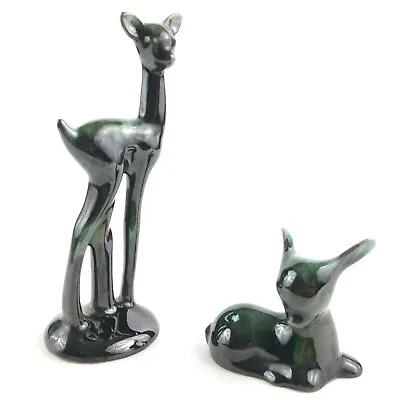 Buy Blue Mountain Pottery Deer Fawn Doe Figurine Standing Laying Green Vintage • 42.67£