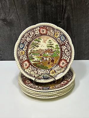 Buy 6 Royal Cauldron NATIVE Bread Butter Side Plates 6.25  Brown Polychrome • 36.25£