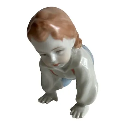 Buy Zsolnay Pecs Hungary  Porcelain Figurine Crawling Boy VINTAGE • 25.62£