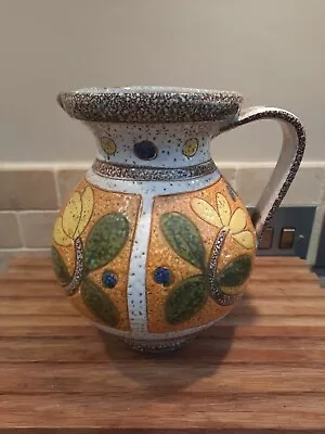 Buy Vintage Italian Ceramic Floral Textured Large Jug Vase Bitossi Era Mid Century • 55£