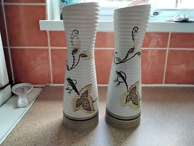 Buy Vintage,Pair Of Vases , Vesta Ellgreave Pottery Hand Decorated,12 Ins H. • 15£