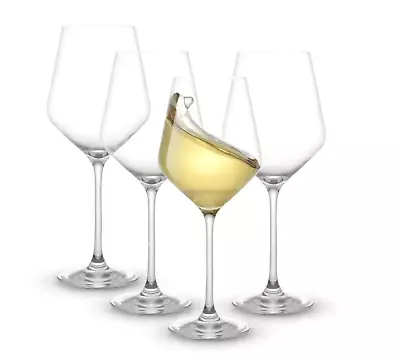 Buy Joyjolt Layla White Wine Glass Set Of 4 Non-lead Crystal 13.5 Oz New In Box Nib • 44.05£