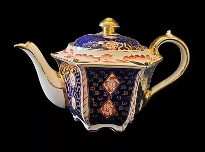 Buy James Sadler Teapot No 1624 England C1947 Rust Flowers Cobalt Panels Gold Trim • 84.39£