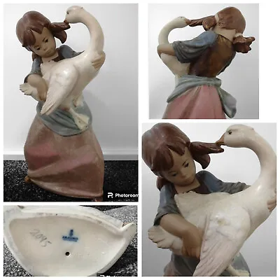 Buy Lladro GRES 9.5”H Figurine Duck/Goose Pulling Girls Pigtail Retired Rare 1978 • 125£