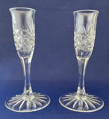 Buy Edinburgh International Crystal Cut Glass Single Candlestick Holder Pair • 10£