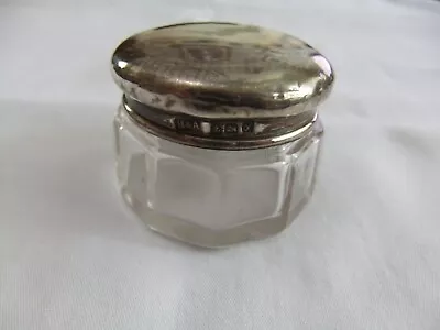 Buy Antique Small Solid Silver Topped Glass Jar Vanity Pot Birmingham 1923 • 22£