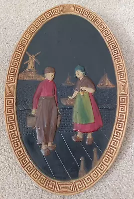Buy Vintage Bretby Oval Pottery Wall Hanging Plaque With Dutch Figures Windmill • 29.99£