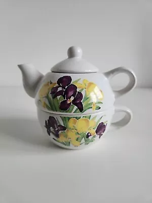 Buy Tea For One Set - Teapot And Large Breakfast Cup - Iris Floral Design 6.5  • 4.99£