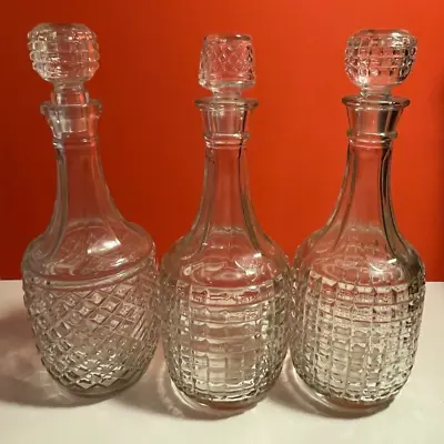 Buy Set Of 3 Mid Century Glass Decanters With Stoppers • 38£