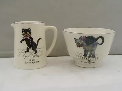 Buy Unusual Arcadian Crested China Lucky Black Cat Jug & Sugar Bowl Bromsgrove • 14.99£